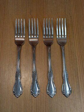 Lot of 4 Rogers Deluxe MANSFIELD Oneida LTD Stainless 7.25" Dinner Fork Set VGUC